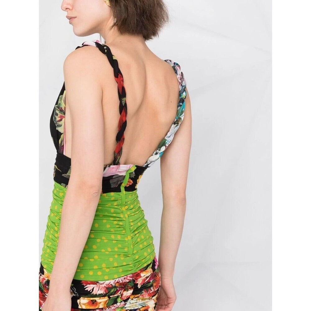 NWT. RUNWAY! $2545 DOLCE & GABBANA Patchwork Fitted Mini Dress IT46 - Picture 6 of 16